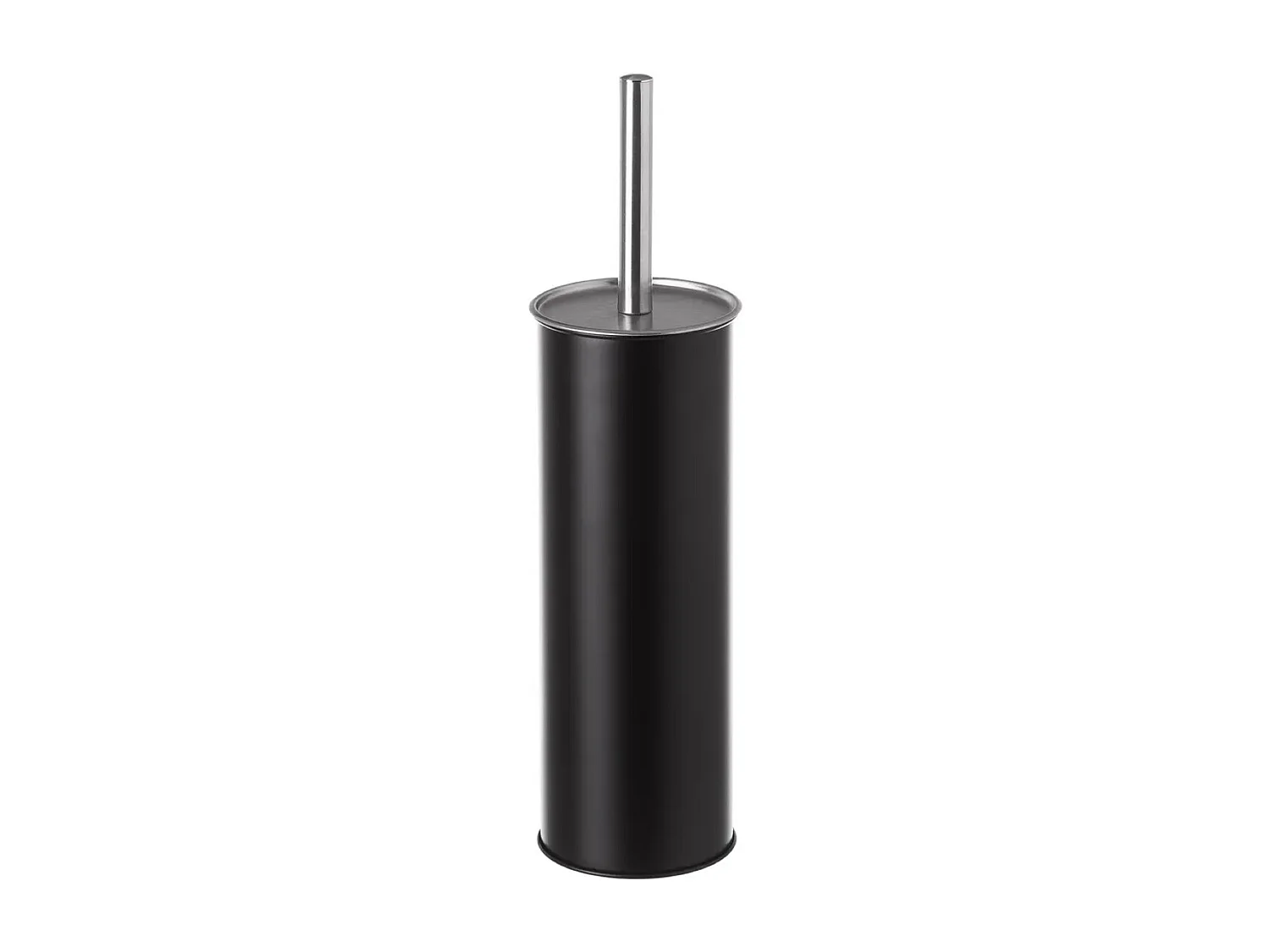 Brosse à toilettes avec poignée en acier et support en polypropylène noir - Longueur 10 x Largeur 10 x Hauteur 38 cm