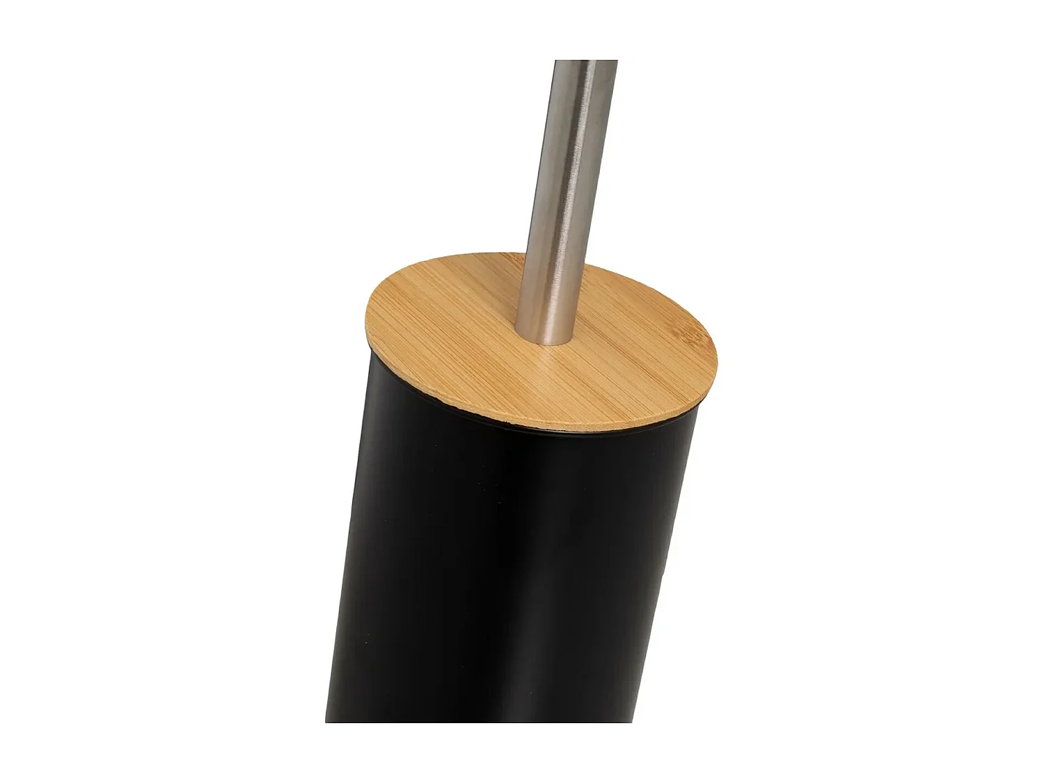 Brosse à toilettes avec poignée et support en métal noir - Longueur 9,5 x Largeur 9,5 x Hauteur 38 cm