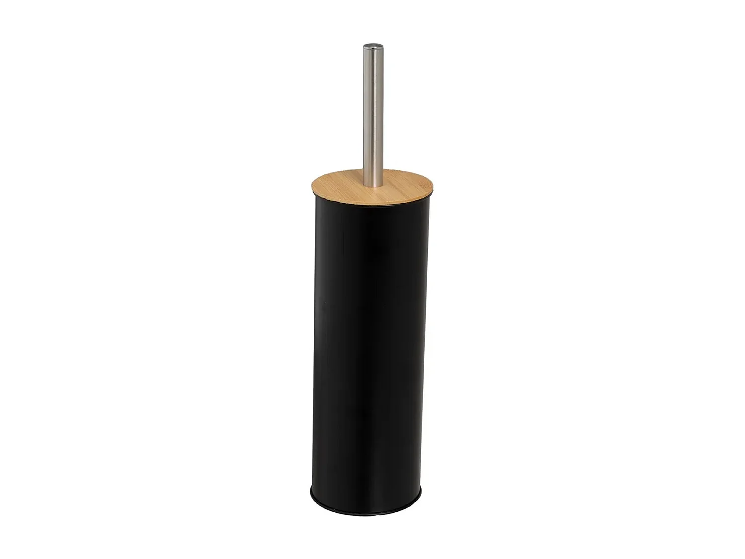 Brosse à toilettes avec poignée et support en métal noir - Longueur 9,5 x Largeur 9,5 x Hauteur 38 cm