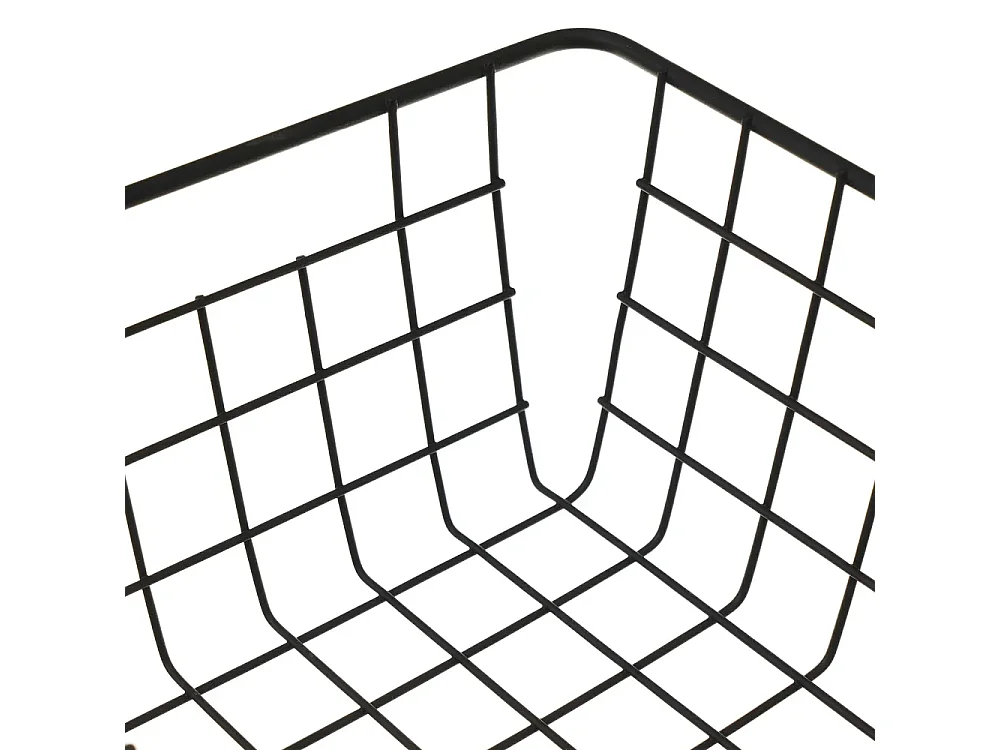 Lot de 2 Paniers de rangement pour Chambre. Salle de Bain en métal noir - Longueur 28 x Largeur 22 x Hauteur 12 cm