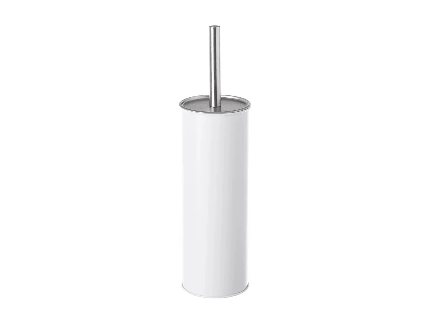 Brosse à toilettes avec poignée en acier et support en polypropylène blanc - Longueur 10 x Largeur 10 x Hauteur 38 cm