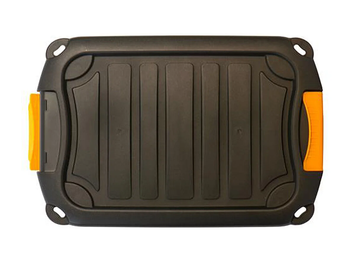 Boîte de rangement en plastique noire et orange avec couvercle à clipser 30 L - Longueur 60 x Profondeur 39 x Hauteur 20 cm