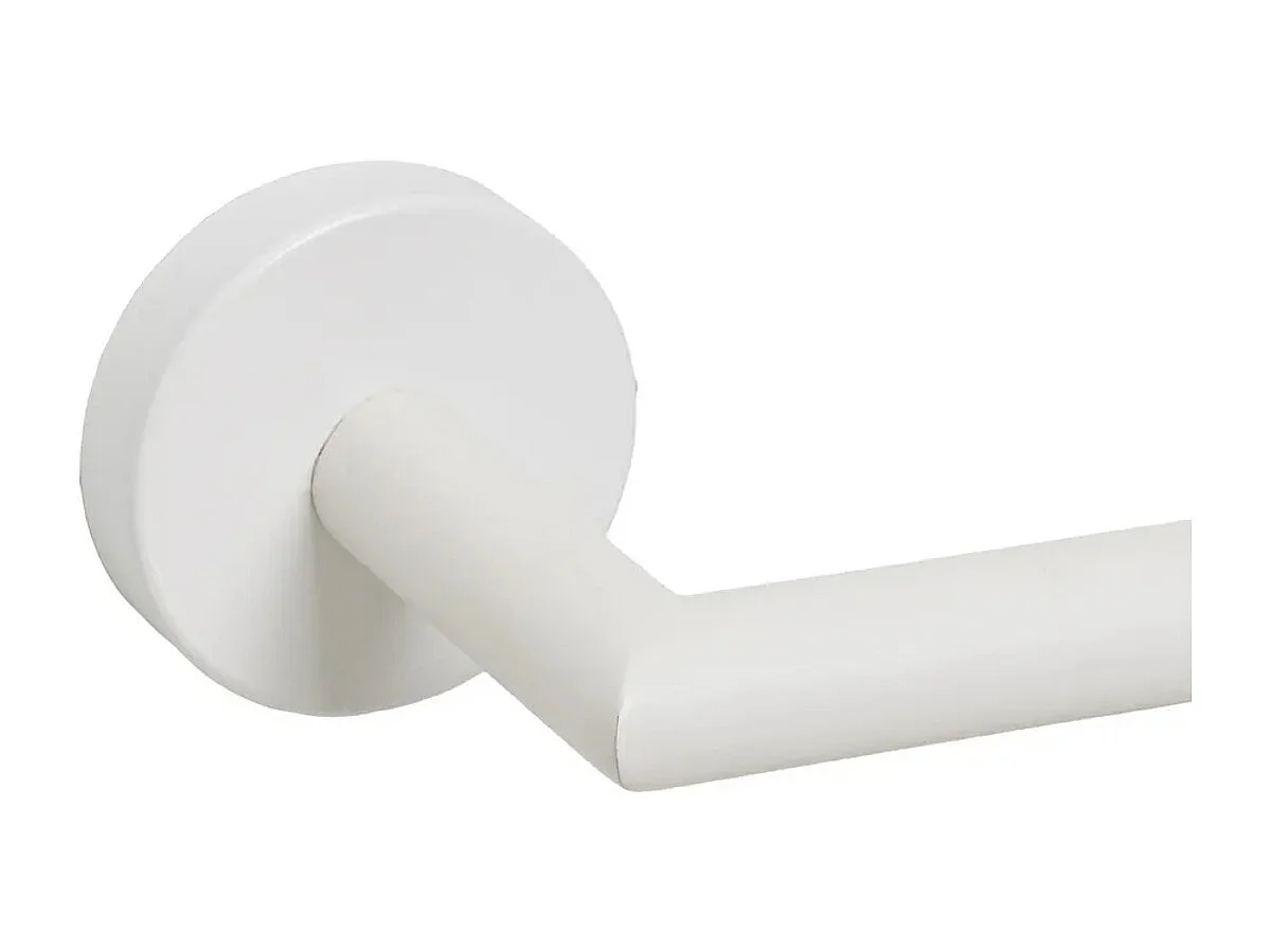 Porte-rouleau de papier toilette en métal coloris blanc et bambou. avec perçage - Longueur 18 x Largeur 8 x Hauteur 5 cm