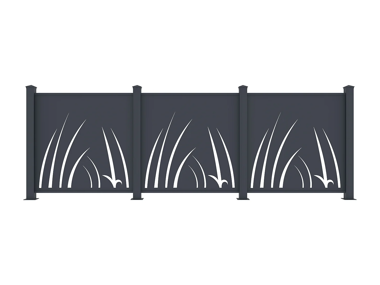 Clôture à poser en aluminium à motif végétal en découpe laser - Kit de départ - H114 x L118 cm - Anthracite - BRAMENO