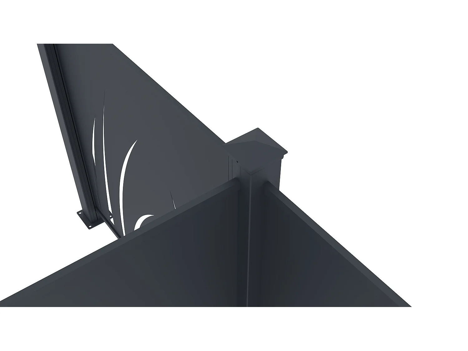 Clôture à poser en aluminium à motif végétal en découpe laser - Kit de départ - H114 x L118 cm - Anthracite - BRAMENO