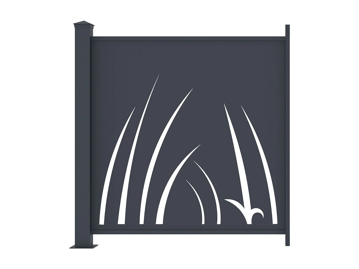 Ogrodzenie aluminiowe  z motywem roślinnym  wycinanym laserowo – zestaw rozszerzający – wys. 114 x szer. 110 cm – antracyt – BRAMENO