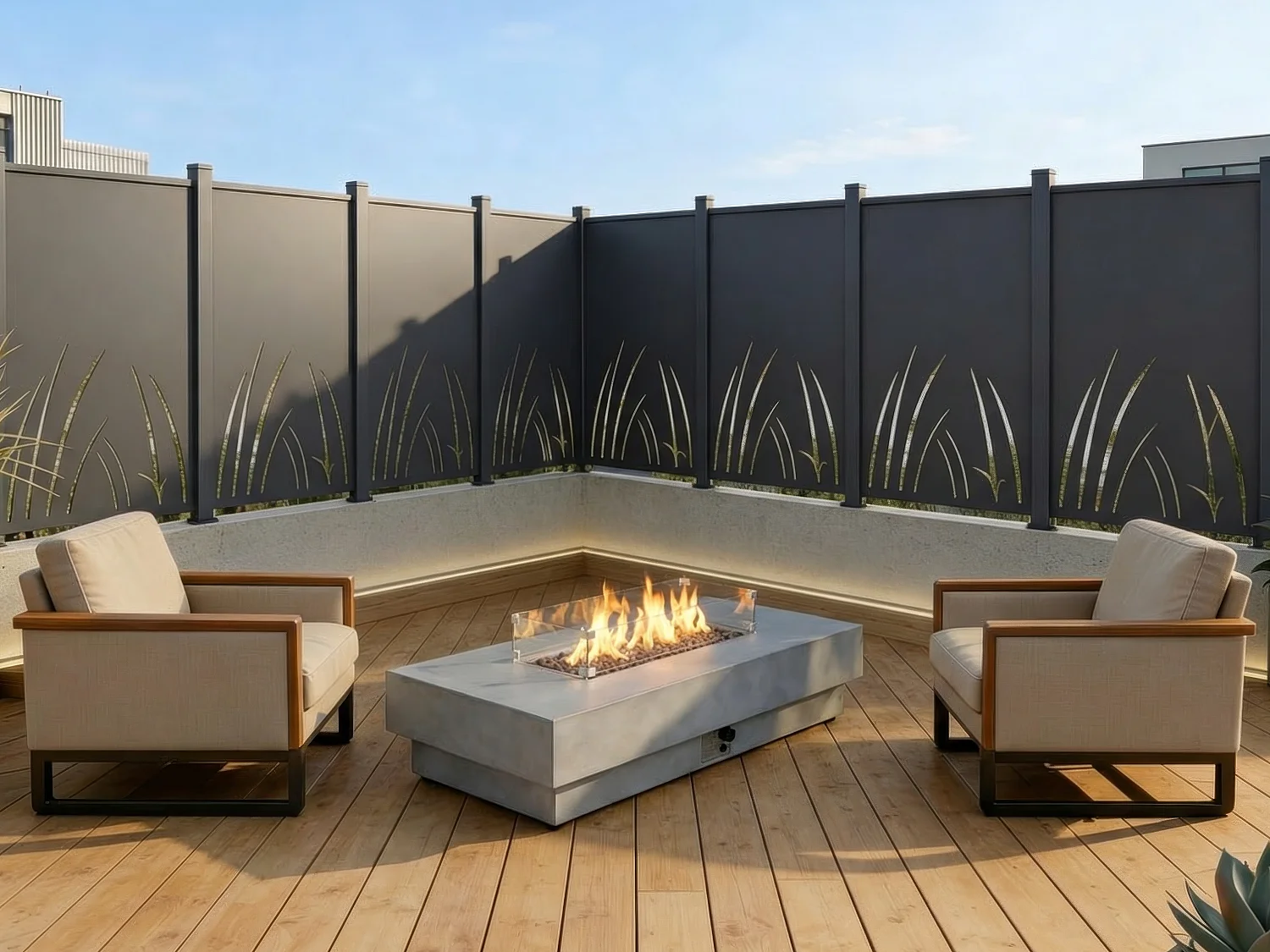 Aluminiumshegn med plantemotiv i laserskæring til opsætning - Startpakke - H164 x B118 cm - Antracit - BRAMENO