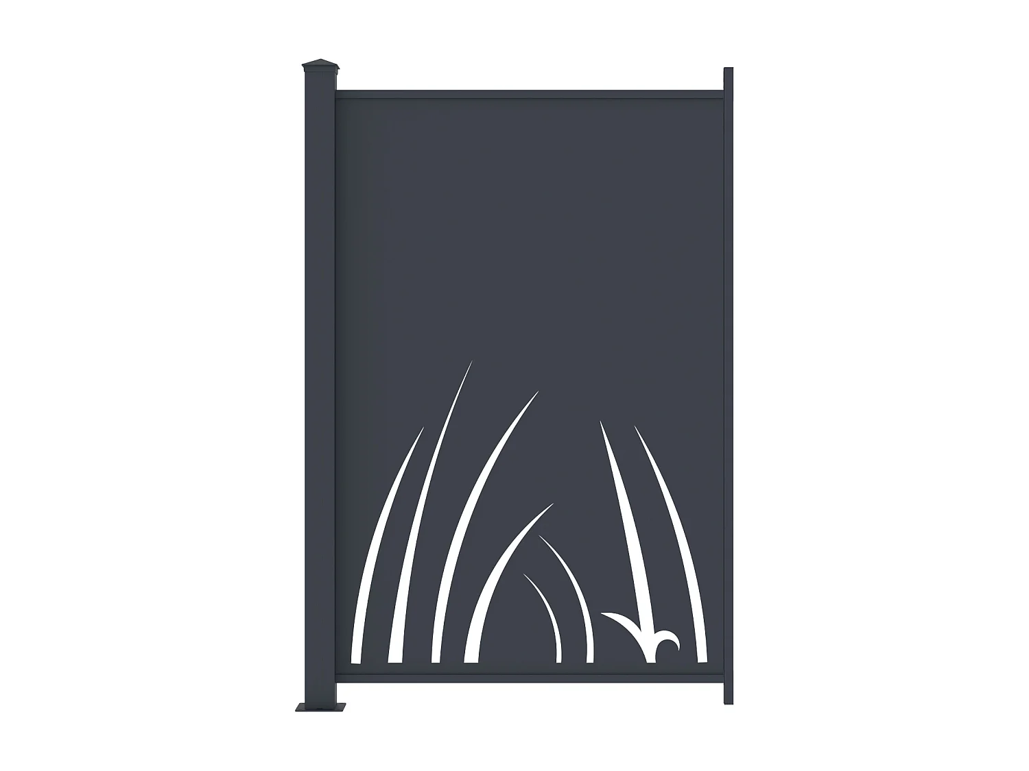 Aluminium schutting met uitgesneden plantenmotief - Uitbreidingskit - H164 x B110 cm - Antraciet - BRAMENO