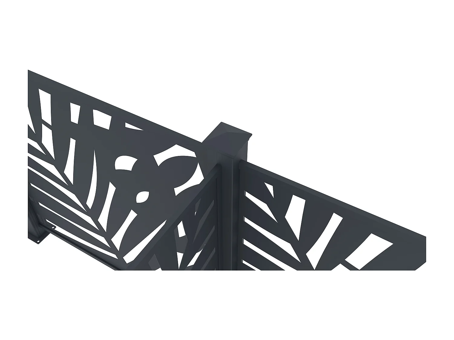 Ogrodzenie aluminiowe do postawienia z motywem tropikalnym wyciętym laserowo – zestaw rozszerzający – wys. 114 x szer. 110 cm – antracyt – TOGIRO