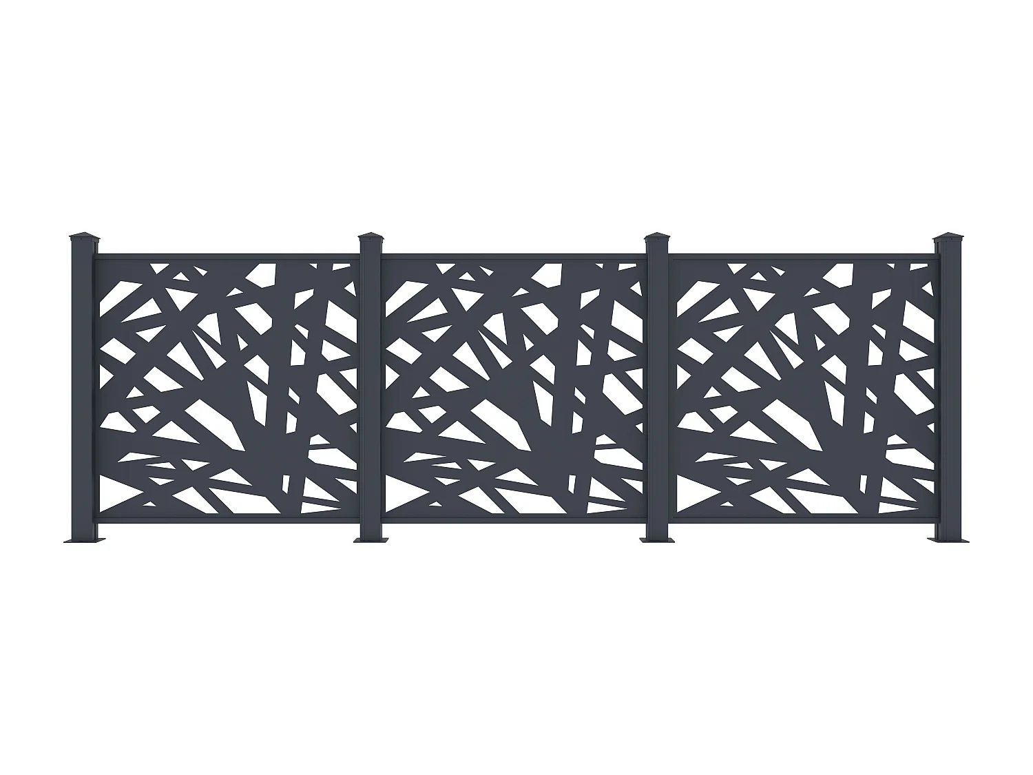 Clôture à poser en aluminium à motif géométrique en découpe laser - Kit de départ - H114 x L118 cm - Anthracite - NATAFO