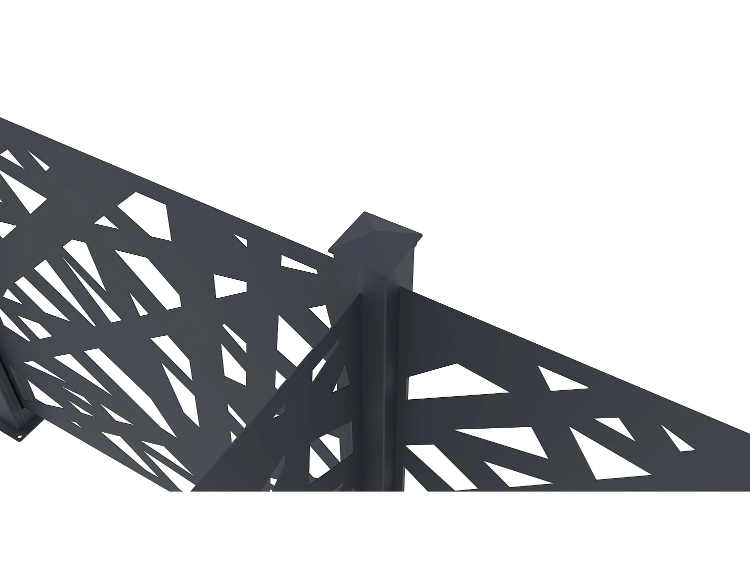 Clôture à poser en aluminium à motif géométrique en découpe laser - Kit de départ - H114 x L118 cm - Anthracite - NATAFO