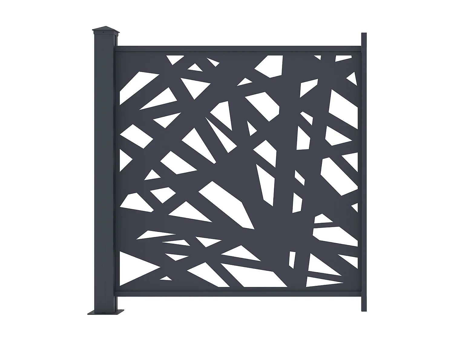 Ogrodzenie panelowe aluminiowe z geometrycznym wzorem laserowo wycinanym - Zestaw rozszerzający - W114 x S110 cm - Antracyt - NATAFO