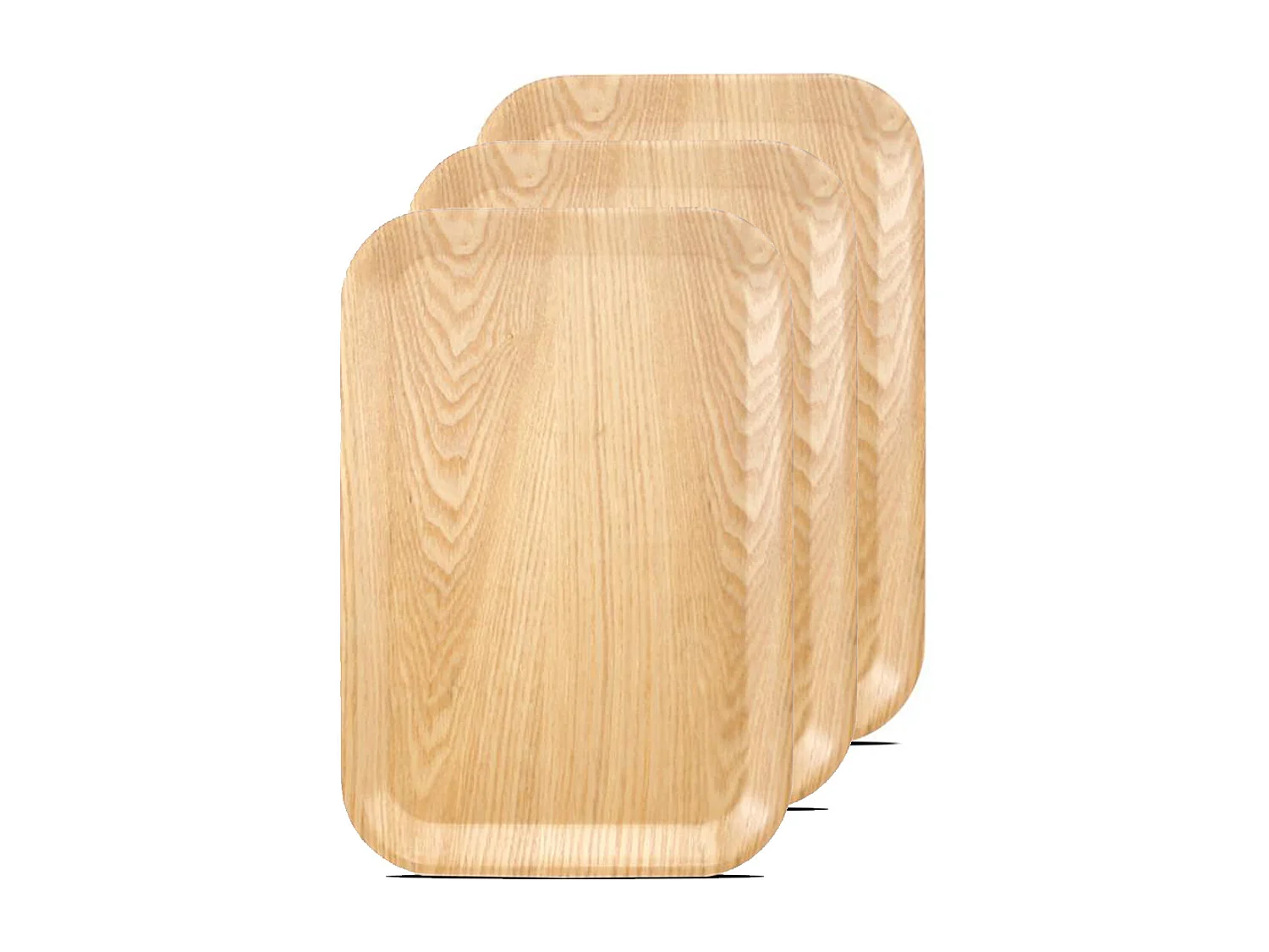 Lot de 3 plateaux de service rectangulaire effet bois clair - Longueur 35.5 x Largeur 24 cm