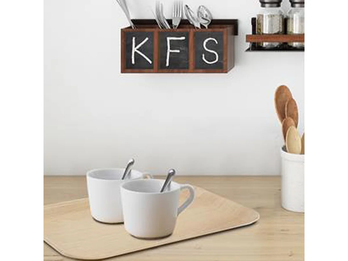 Lot de 3 plateaux de service rectangulaire effet bois clair - Longueur 35.5 x Largeur 24 cm