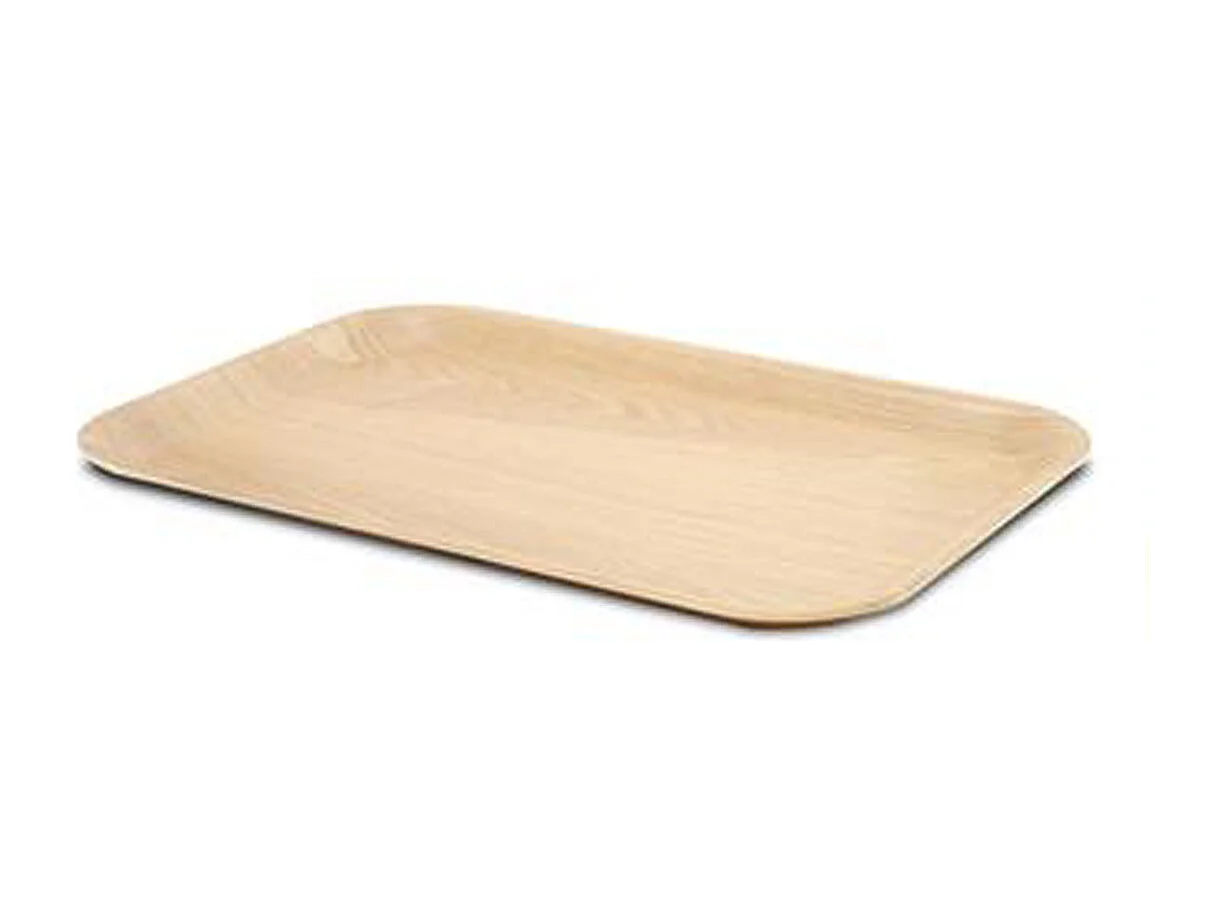 Lot de 3 plateaux de service rectangulaire effet bois clair - Longueur 35.5 x Largeur 24 cm