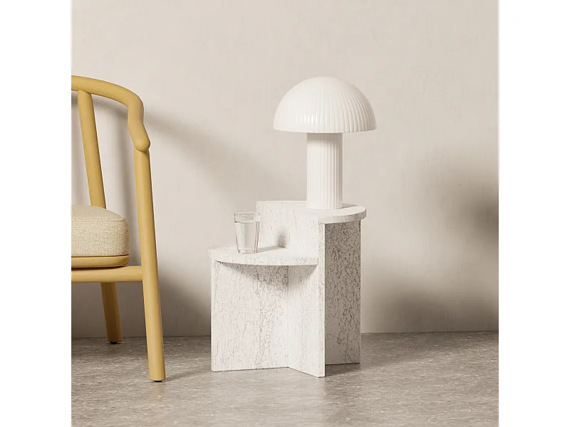 Beistelltisch aus Marmor – weiß – Swan