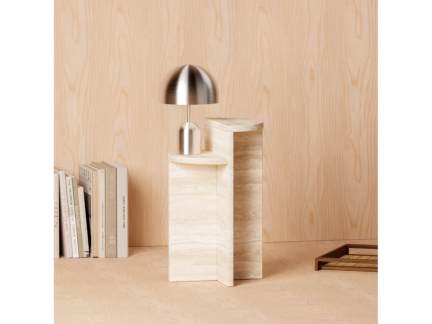 Beistelltisch aus Travertin – beige – Swan Tall