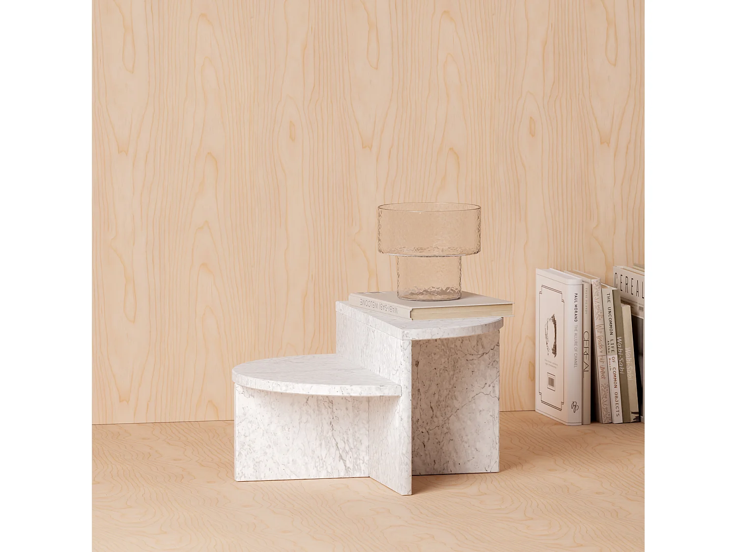 Stolik pomocniczy z marmuru – biały – Swan Low