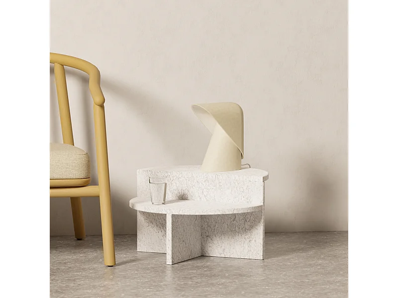 Stolik pomocniczy z marmuru – biały – Swan Low