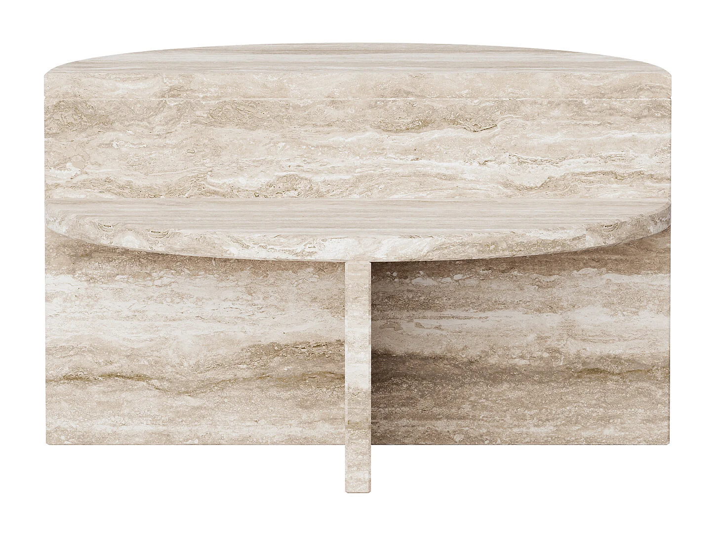 Stolik pomocniczy z trawertynu – beżowy – Swan Low