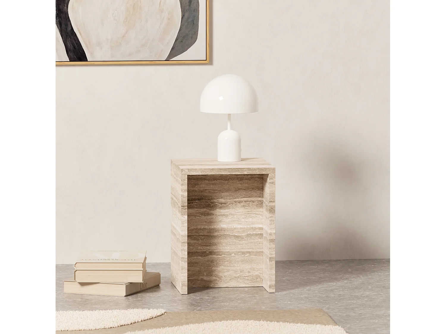 Beistelltisch aus Travertin – beige – Falcon