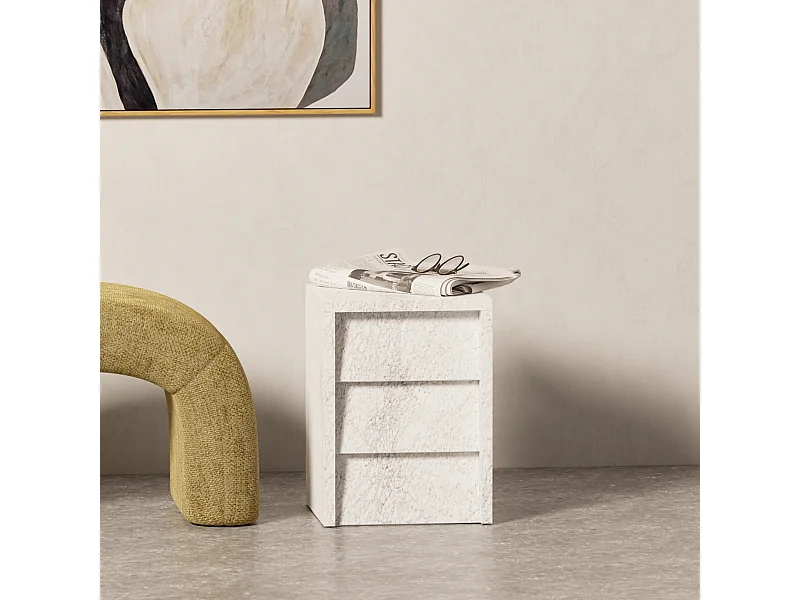 Beistelltisch aus Marmor – weiß – Pelican