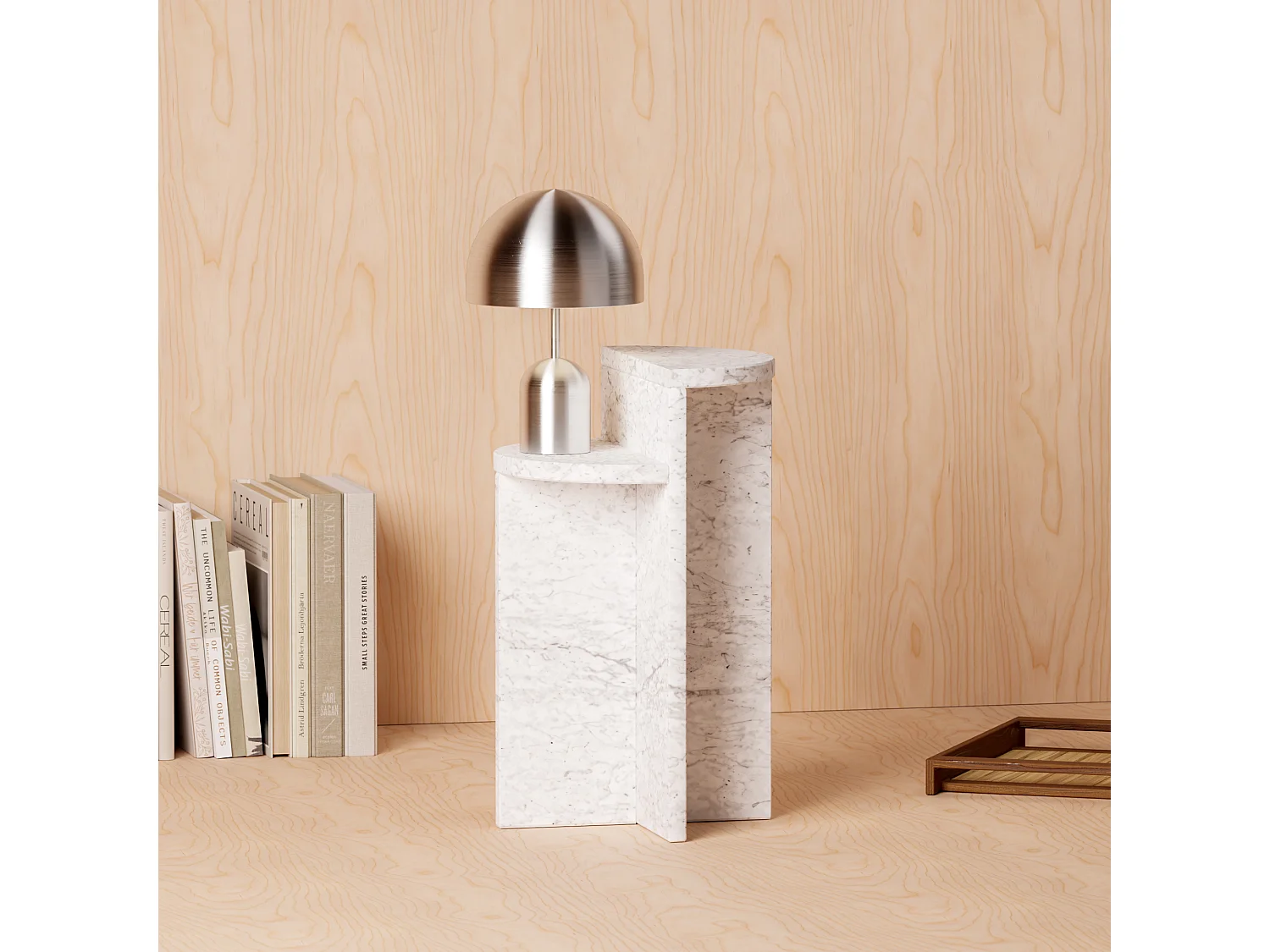 Stolik pomocniczy z marmuru – biały – Swan Tall