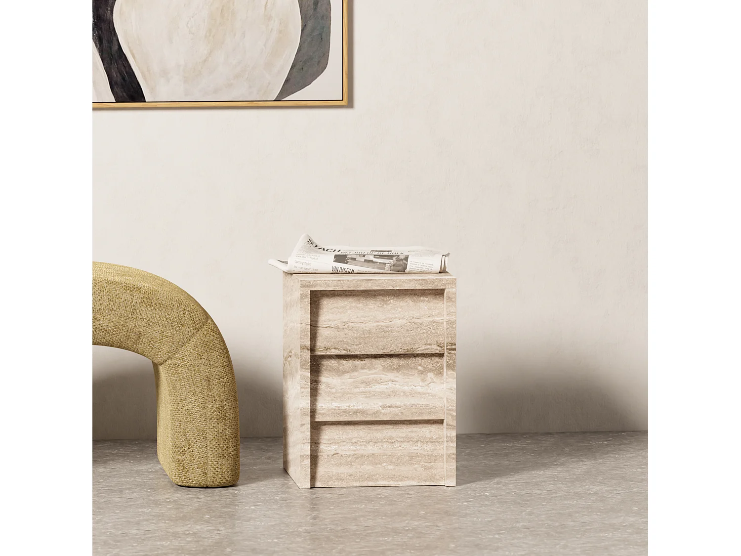 Beistelltisch aus Travertin – beige – Pelican