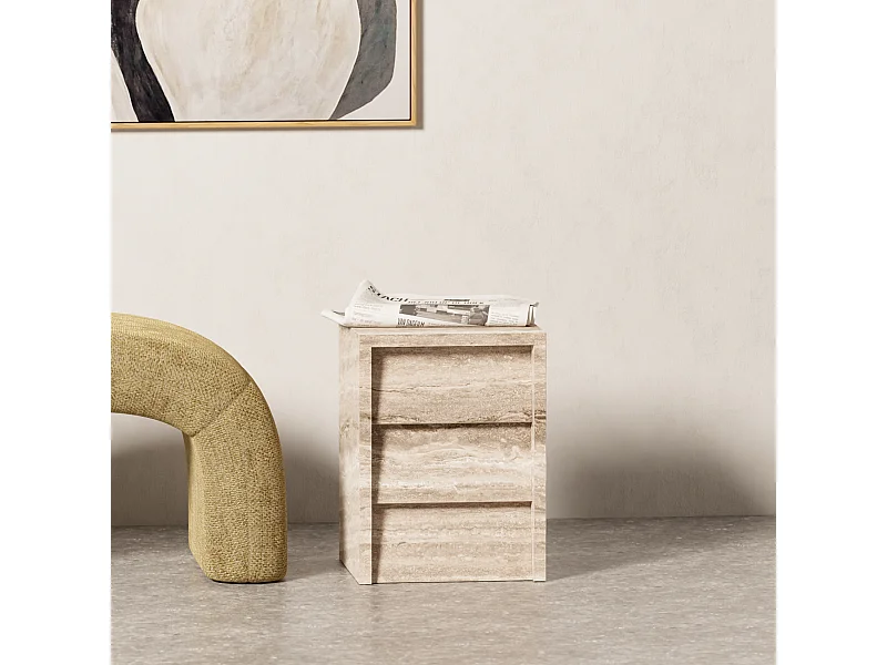 Beistelltisch aus Travertin – beige – Pelican