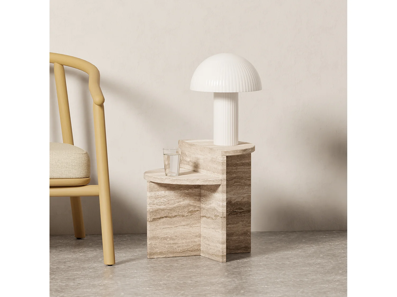 Beistelltisch aus Travertin – beige – Swan