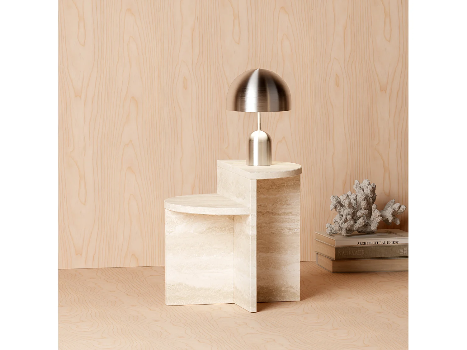 Beistelltisch aus Travertin – beige – Swan