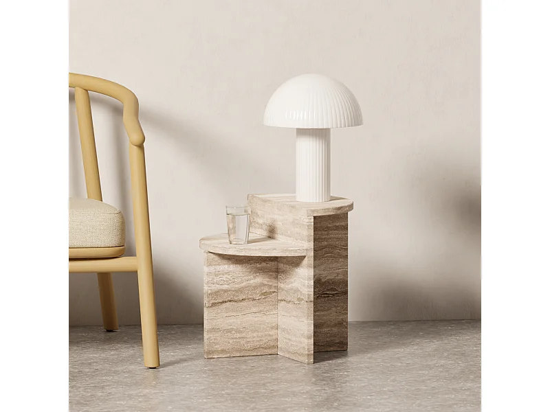 Beistelltisch aus Travertin – beige – Swan