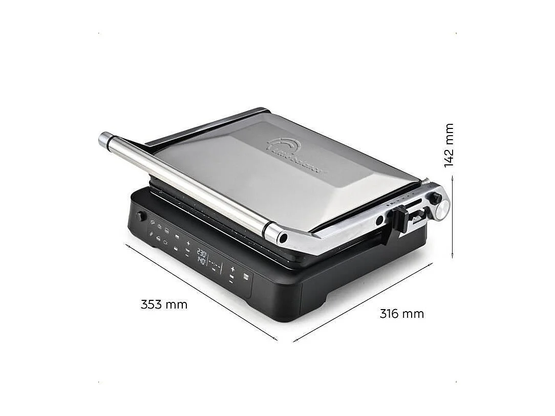 Grill Elétrico para Carne LITTLE BALANCE 8734 - 2000W, 6 Posições, Placas Removíveis 29x23 cm, Revestimento MicroCerâmico