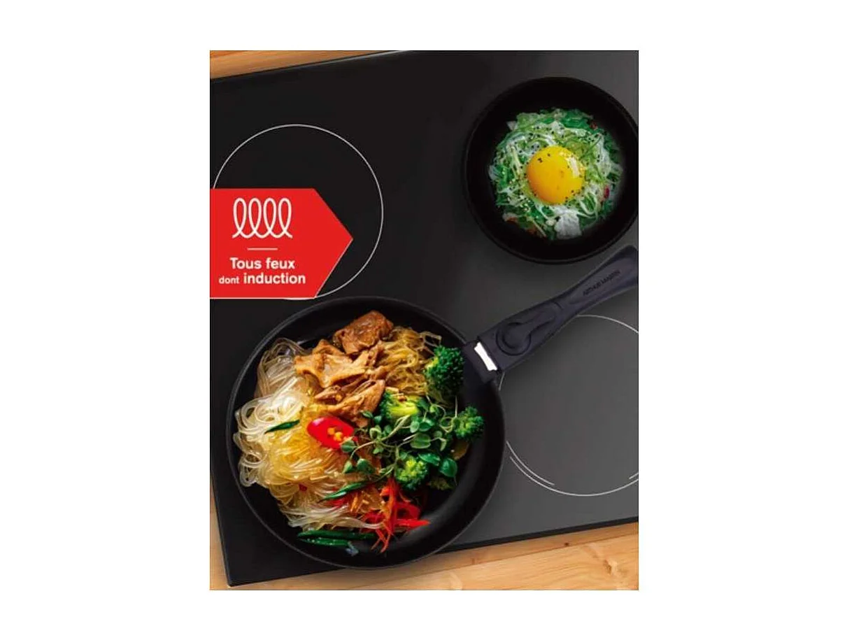 Batterie de cuisine - Tous feux dont induction - ARTHUR MARTIN - AM2991 - Aluminium revetement anti-adhésif - 10 pieces - Prune