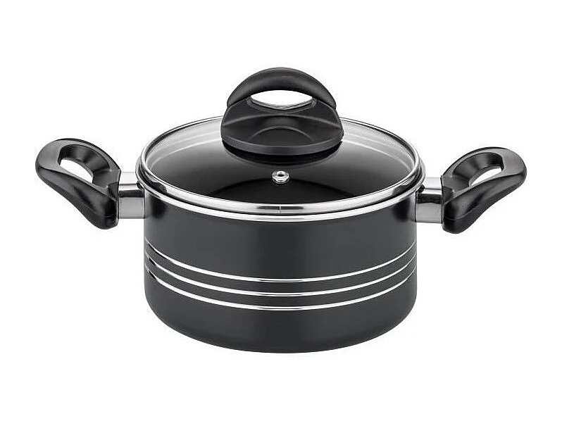 Induktions-Kochgeschirr GSW MILANO NERO 15-teilig Massives Aluminium Antihaftbeschichtet Schwarz