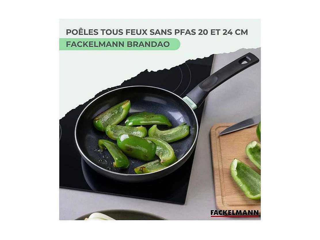 Set de 2 poeles a induction - FACKELMANN - Brandao - Aluminium céramique antiadhésif - Ø 20 et 24 cm