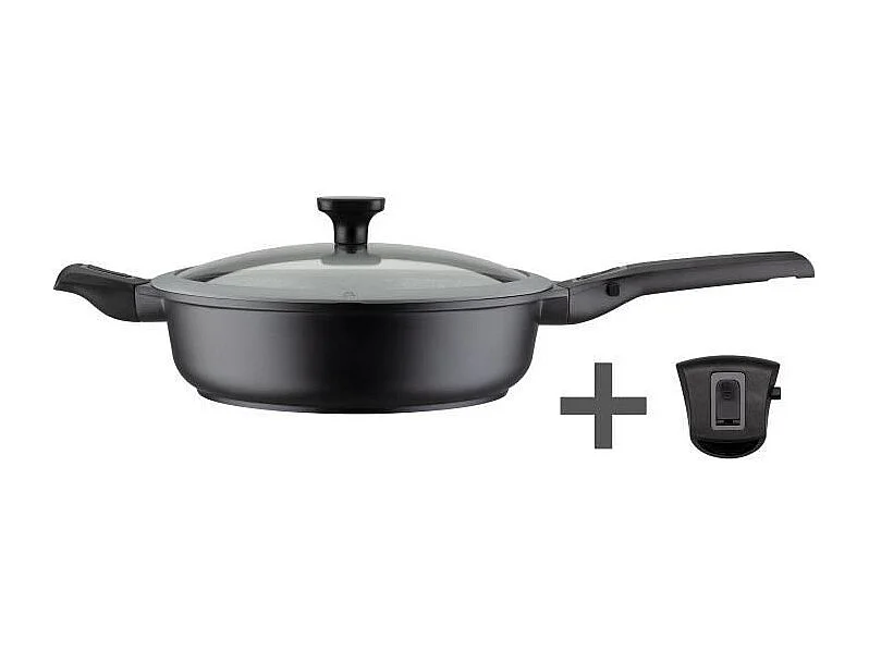 Poele a frire 28 cm Easy Click en aluminium et plastique avec couvercle en verre - GSW - 167833 - Noir