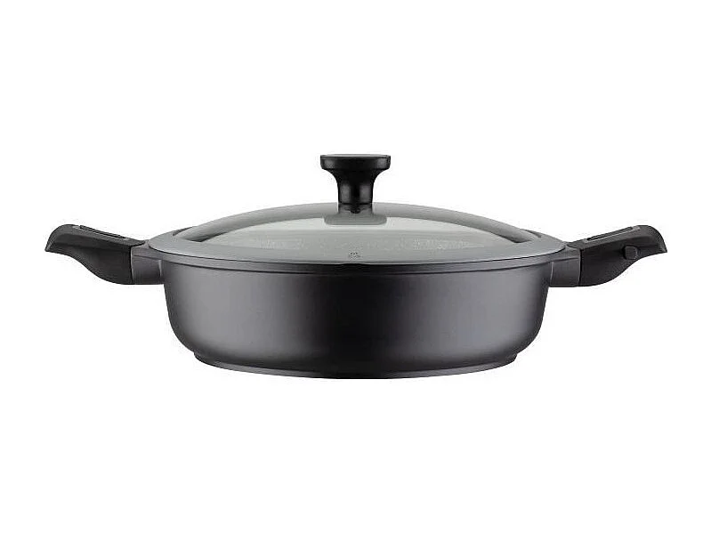 Poele a frire 28 cm Easy Click en aluminium et plastique avec couvercle en verre - GSW - 167833 - Noir