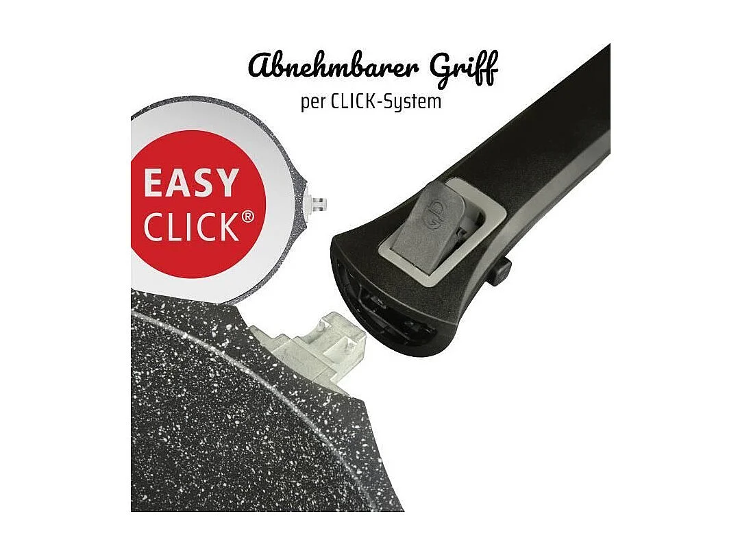 Poele a frire 28 cm Easy Click en aluminium et plastique avec couvercle en verre - GSW - 167833 - Noir