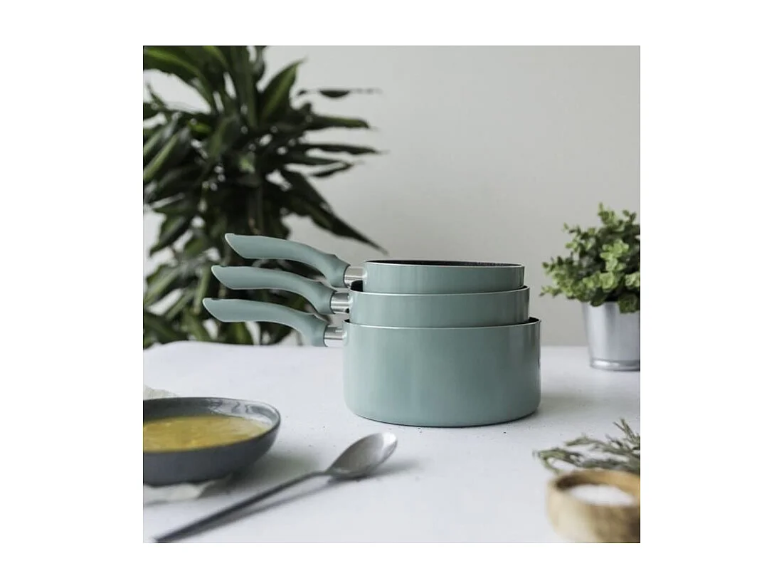 Set de 3 casseroles LIVOO MEN125VS aluminium antiadhésif pierre Ø16-18-20 cm, manches silicone ergonomiques, tous feux dont induction