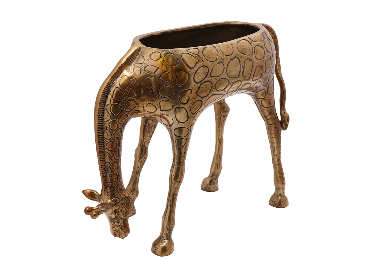 Eiskübel aus goldenem Aluminium mit Giraffendesign 49x22x39 cm, groß und robust für den Innenbereich