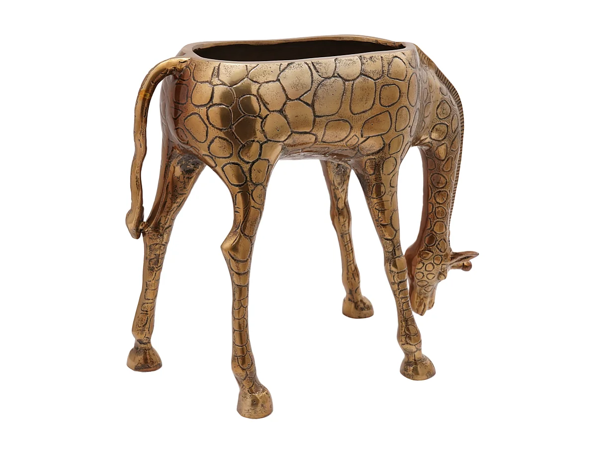 Eiskübel aus goldenem Aluminium mit Giraffendesign 49x22x39 cm, groß und robust für den Innenbereich