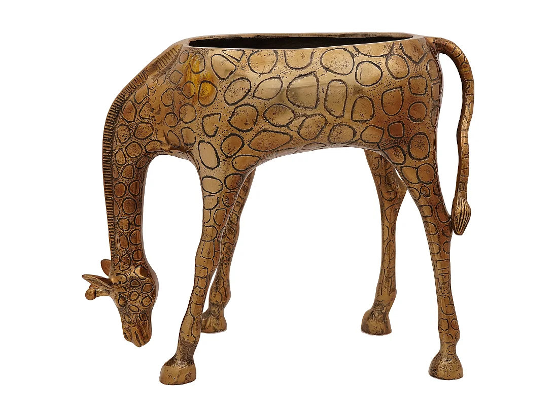 Eiskübel aus goldenem Aluminium mit Giraffendesign 49x22x39 cm, groß und robust für den Innenbereich