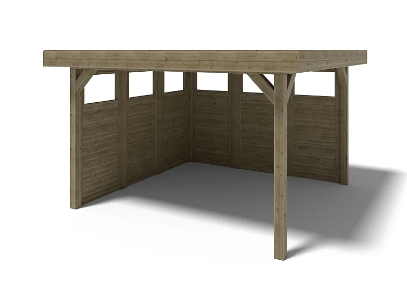 Pergola de jardin 4.04x4.04m avec panneaux - traité - ALT135 - ALTANKA