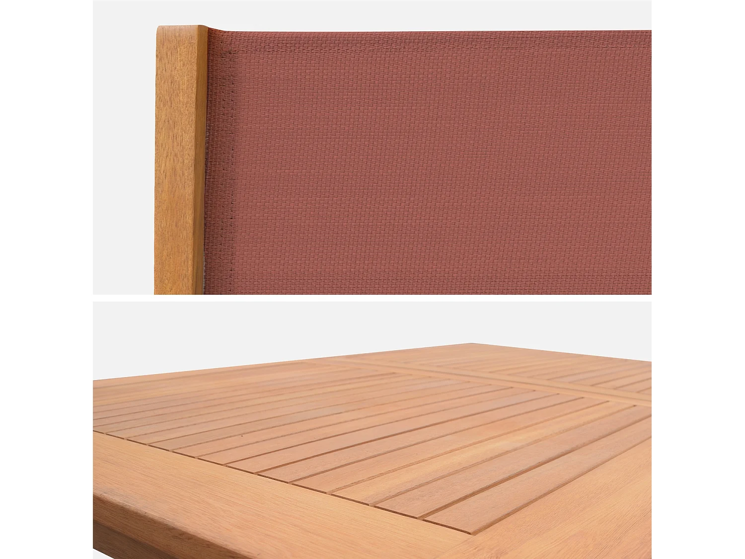 Mesa de jardín de madera extensible, 6 sillas madera