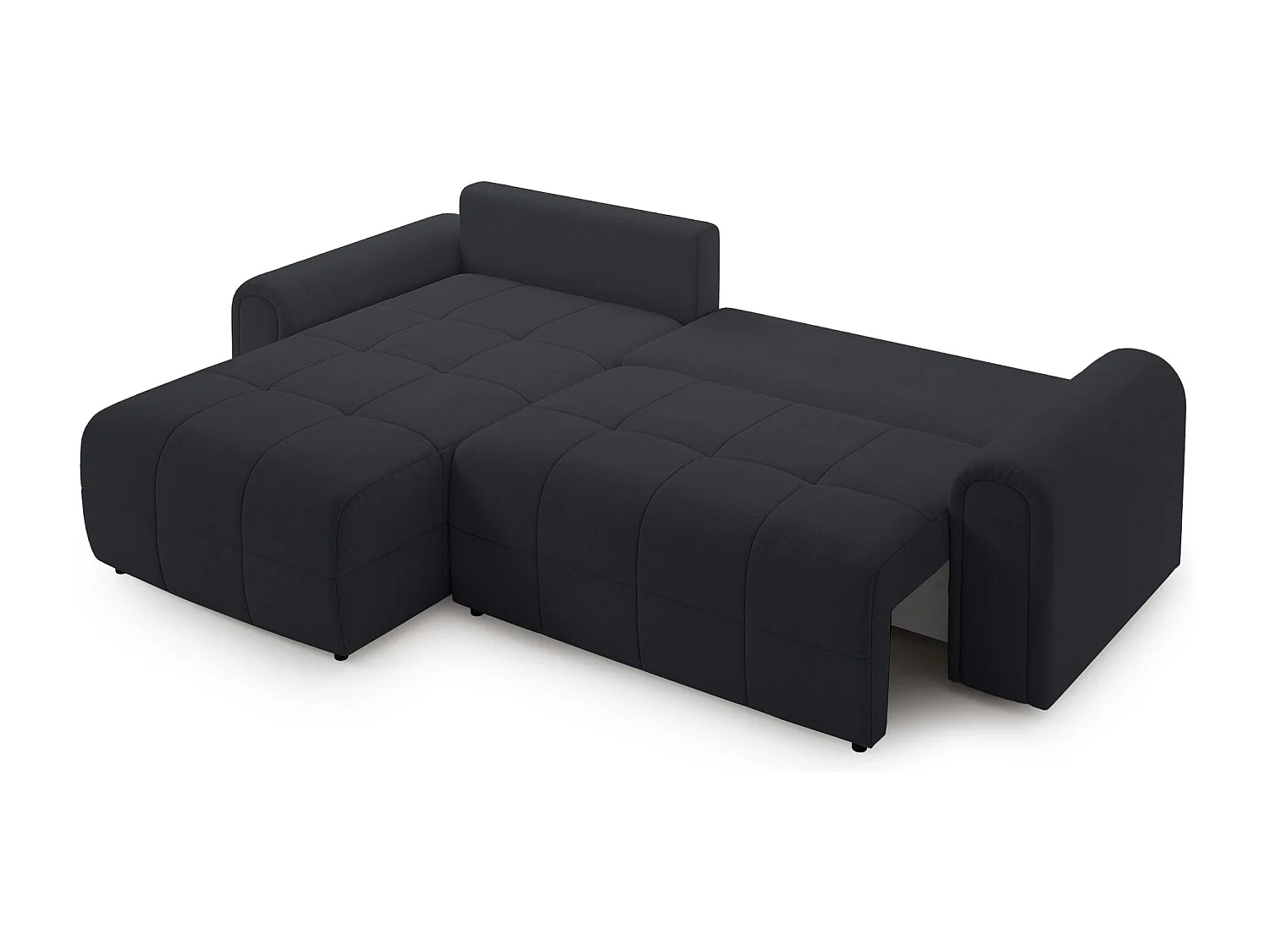 Ecksofa mit Schlaffunktion und Stauraum – links – Chenille – Anthrazit – SIMOLLA
