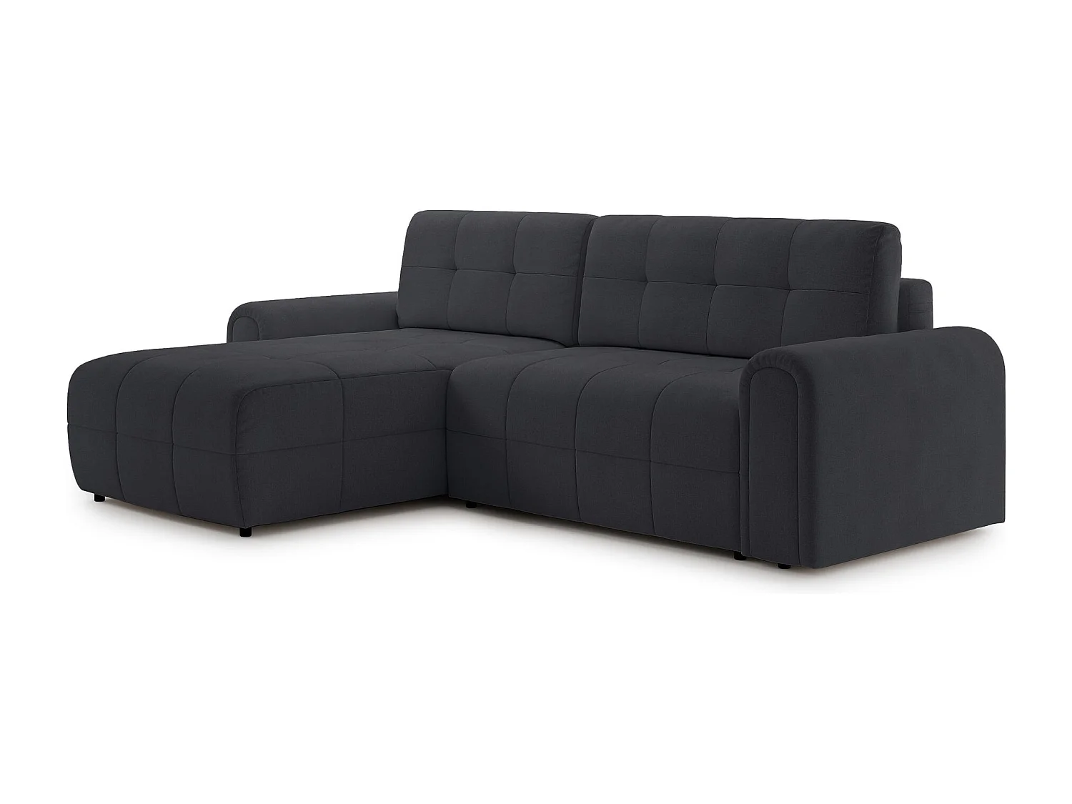 Ecksofa mit Schlaffunktion und Stauraum – links – Chenille – Anthrazit – SIMOLLA