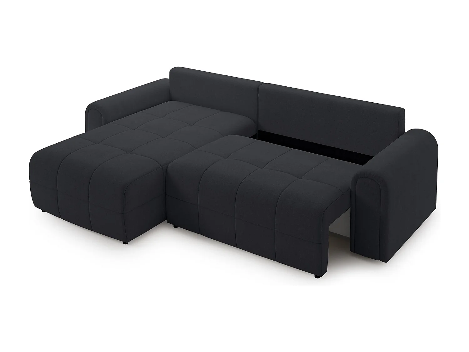 Ecksofa mit Schlaffunktion und Stauraum – links – Chenille – Anthrazit – SIMOLLA