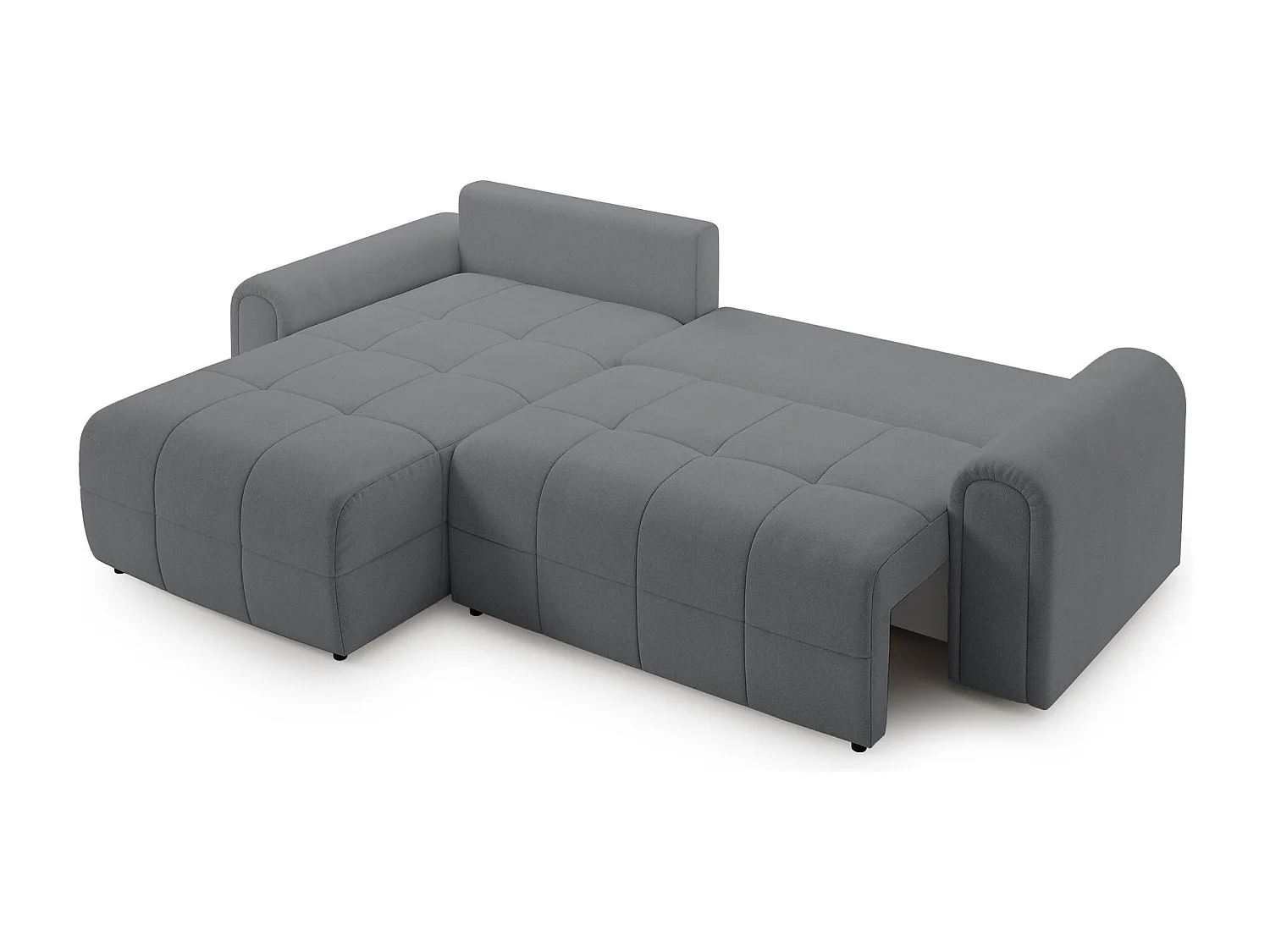 Ecksofa mit Schlaffunktion und Stauraum – links – Chenille – Grau – SIMOLLA
