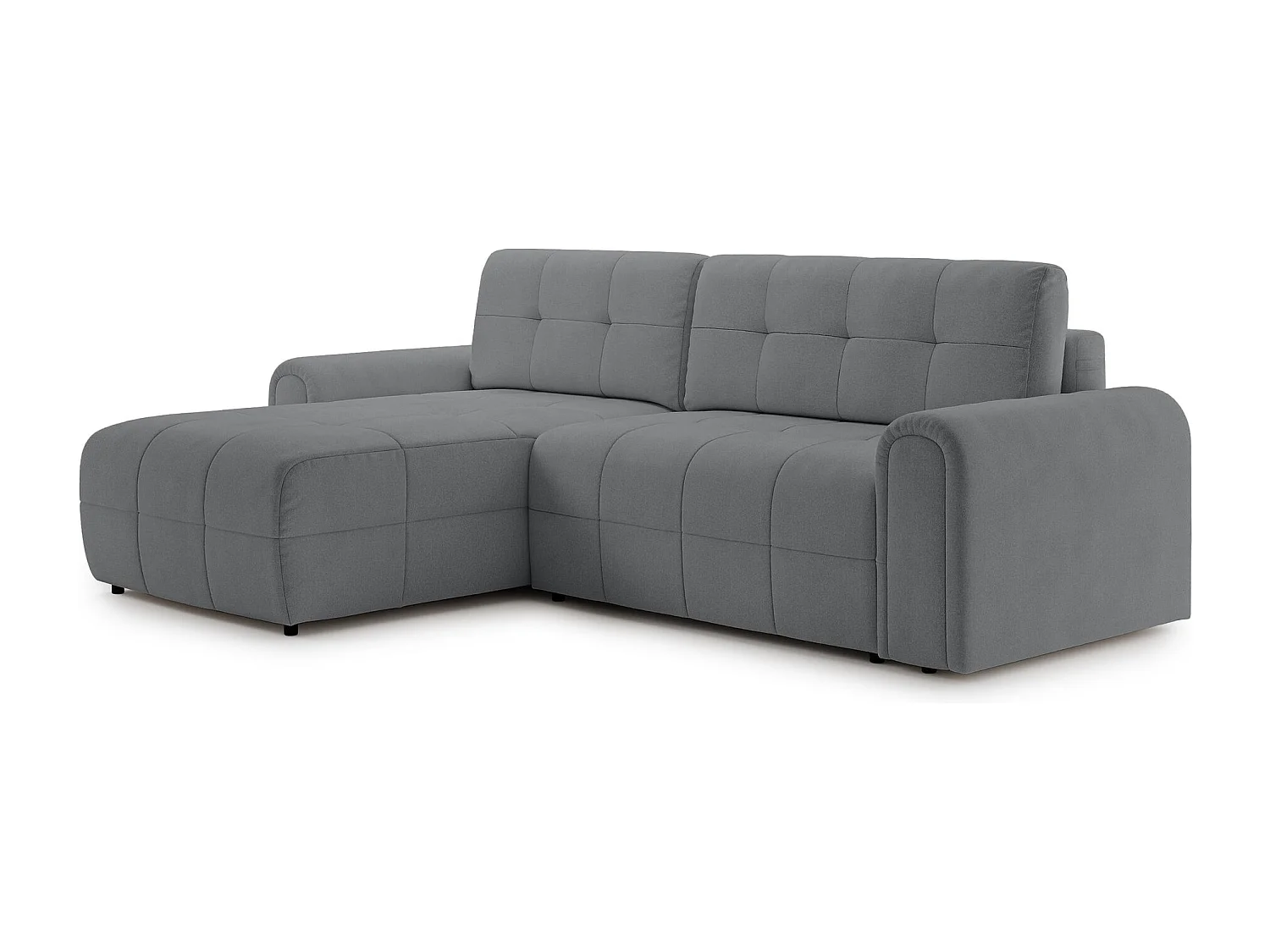 Ecksofa mit Schlaffunktion und Stauraum – links – Chenille – Grau – SIMOLLA